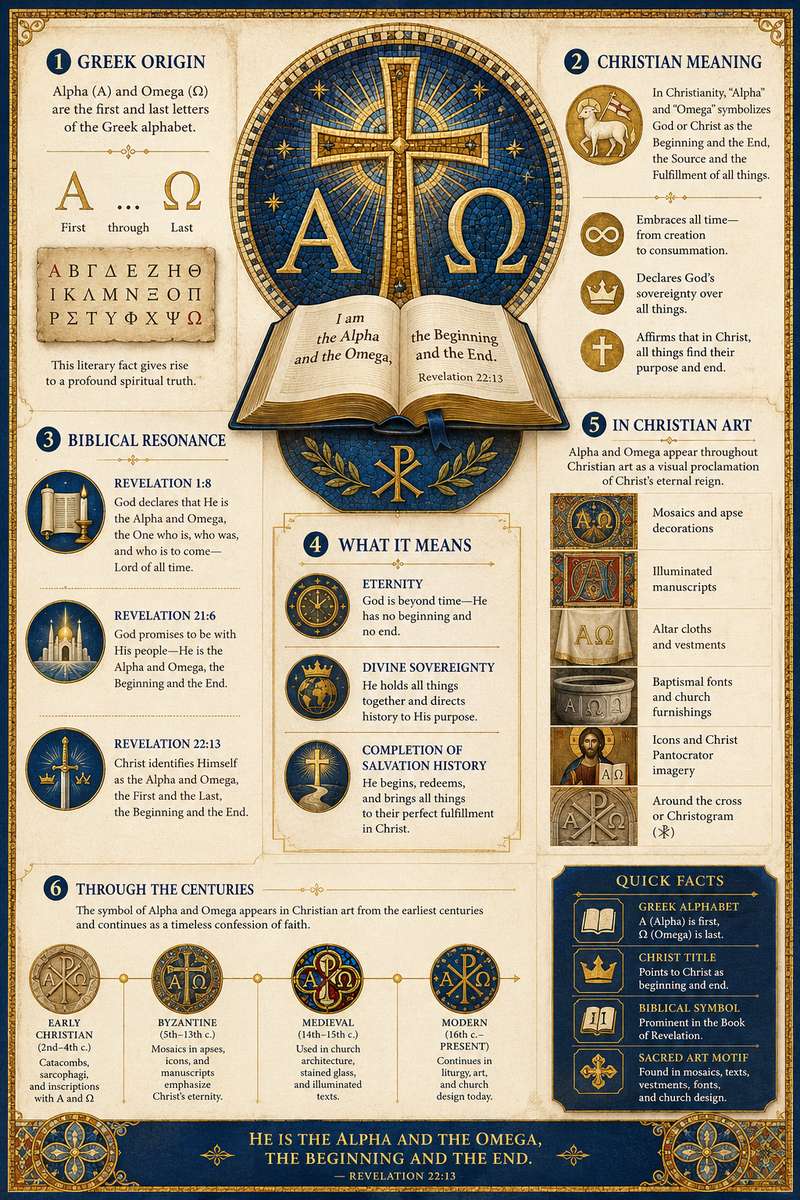 Gold-illuminated Alpha and Omega letters in a medieval manuscript margin with decorative foliage