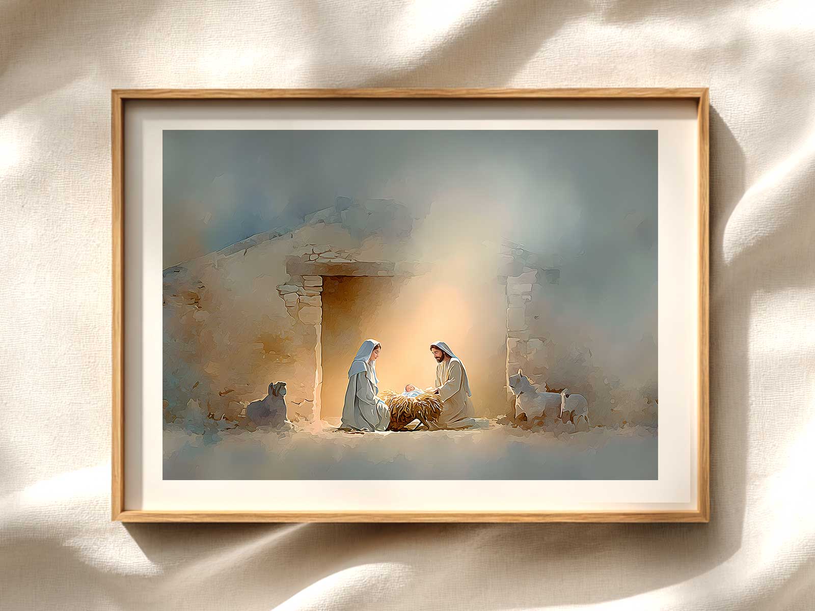 Catacomb mural of the birth of Christ with minimal figures and symbolic gestures reflecting early Christian visual traditions