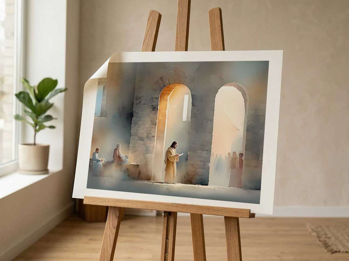 Artistic Christian Wall decorative artwork featuring devotional symbolism and softly illuminated detail