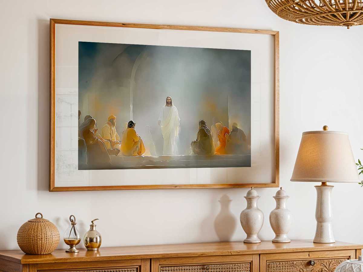 A domestic icon-style image of the Resurrected Christ, composed for quiet contemplation in everyday home life