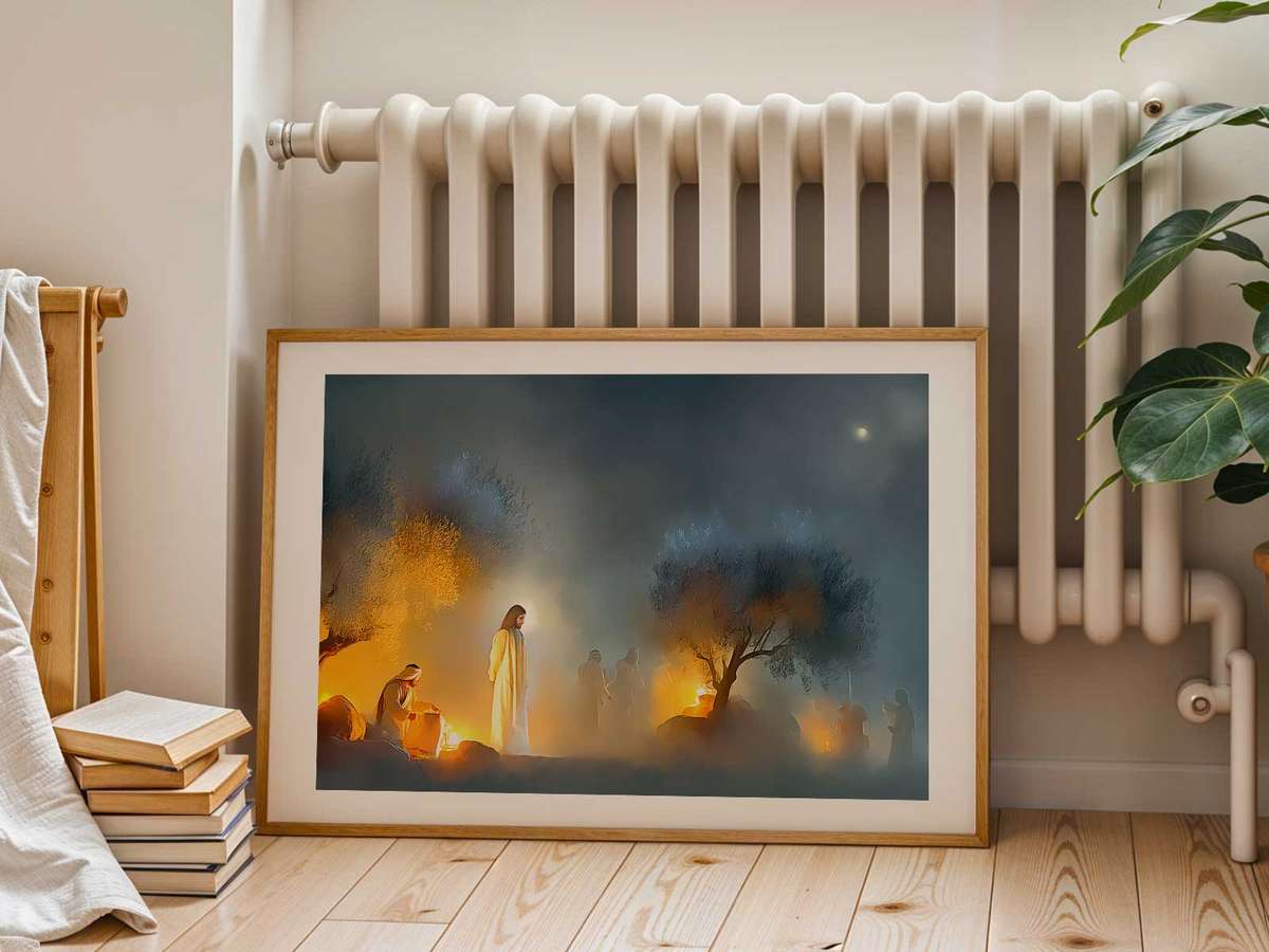 Drawings of Jesus Christ composition styled as wall art and featuring faith-inspired symbolism and gentle atmosphere inspired by arrest and the quiet tenderness of christ