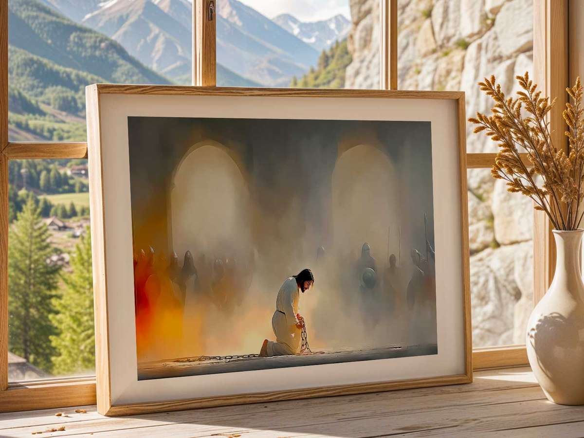 Drawings of Jesus Christ wall art showcasing devotional symbolism and softly illuminated detail inspired by trial and the silent dignity of christ as… and a inspiring visual