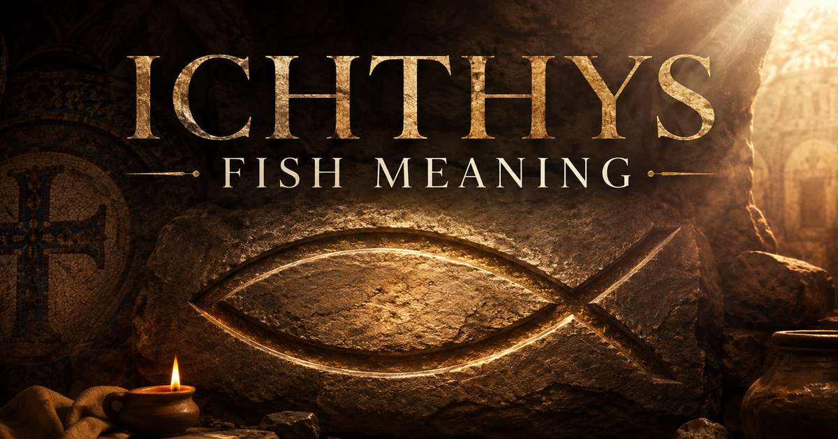 Minimalist line drawing of the ichthys fish symbol on a plain background