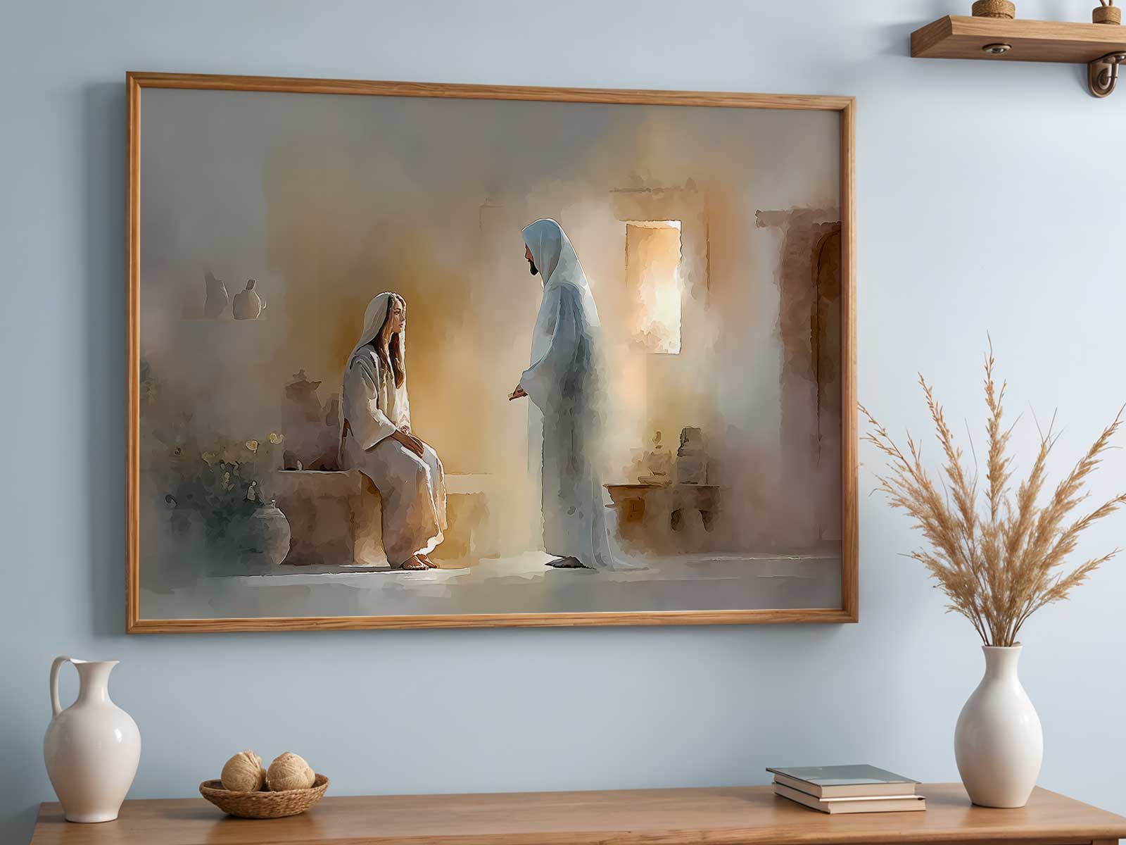 A priest and theologian in discussion at a table with documents and a Bible, reviewing reports related to an apparition