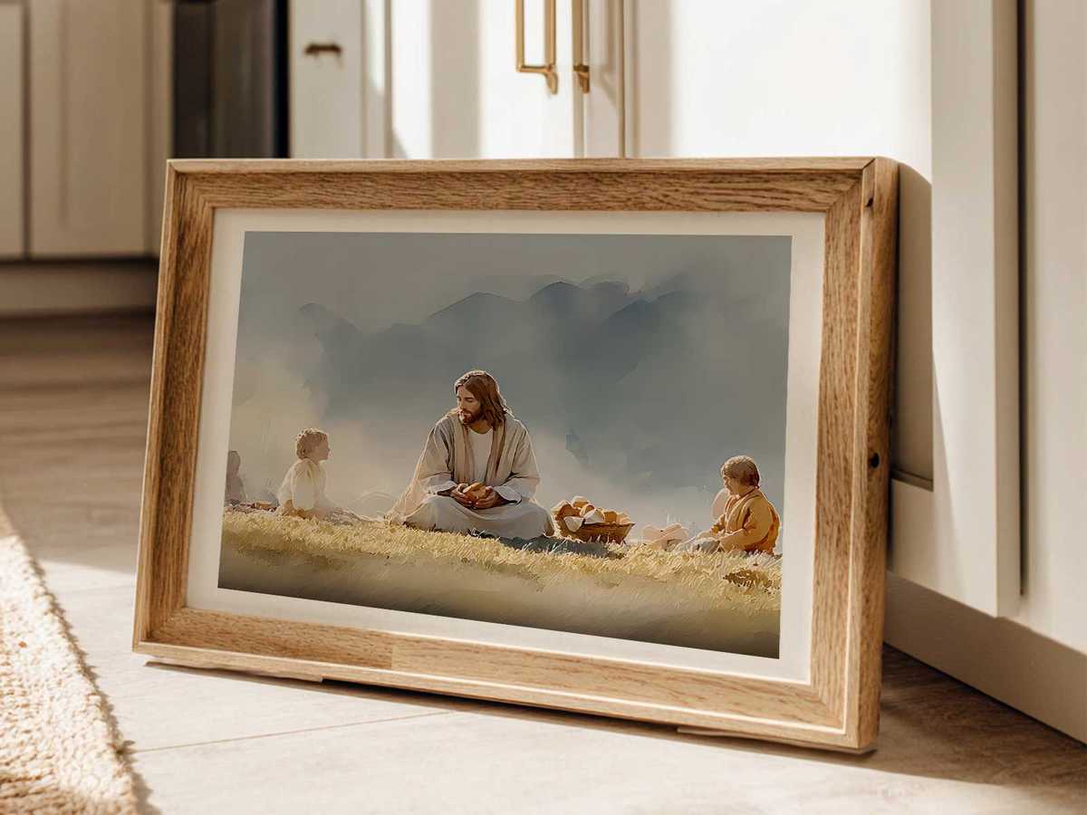 Framed wall poster titled 'Promise of Providence' with a prominent Gospel verse and simple decorative accents