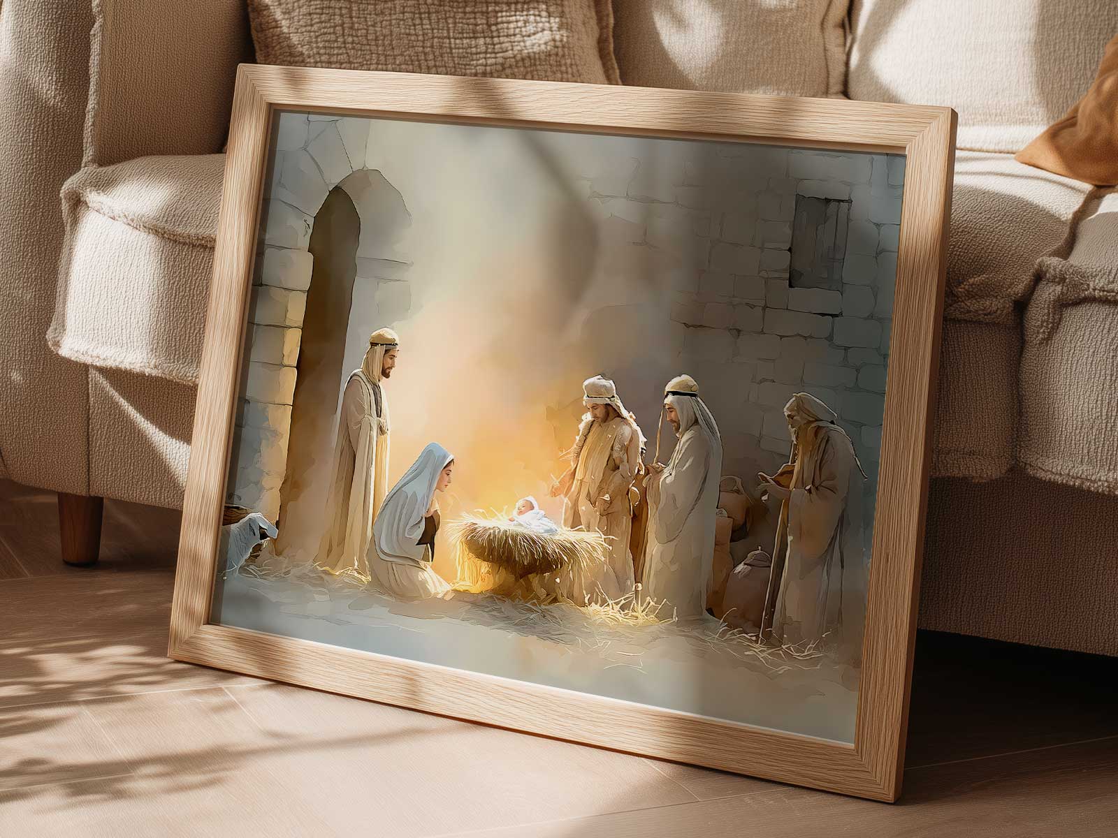 Jesus calling Lazarus from the tomb with onlookers reacting in awe