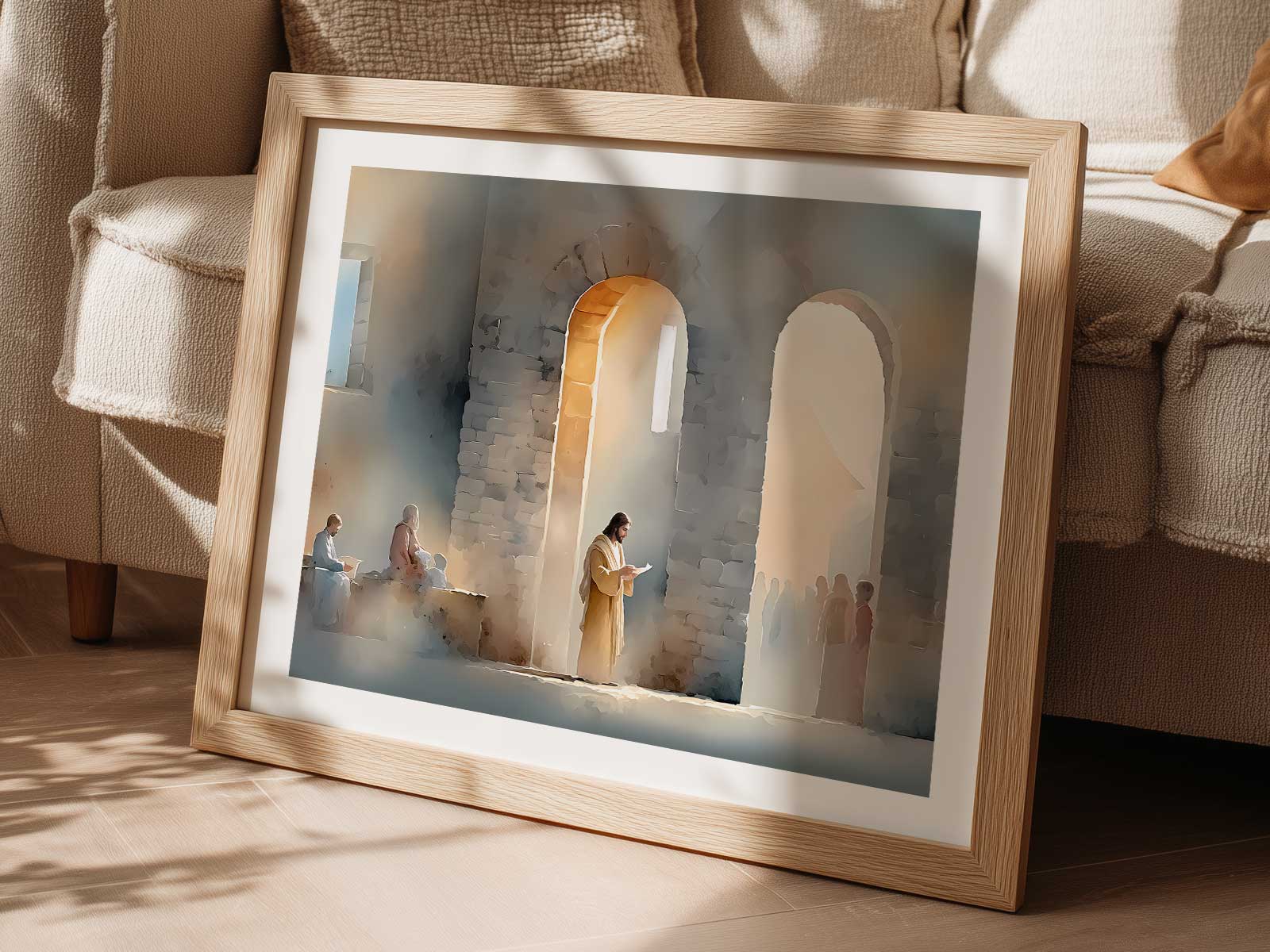 Simple silhouette outline of Jesus set against a plain background to promote visual silence and focus
